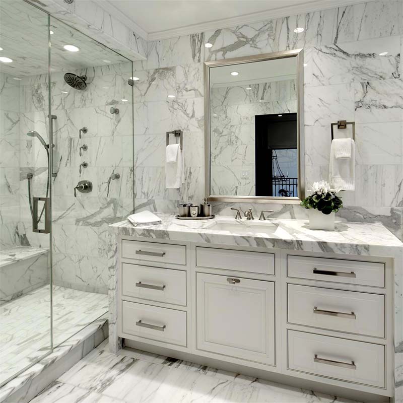 Hotel bathroom Polished marble calacatta