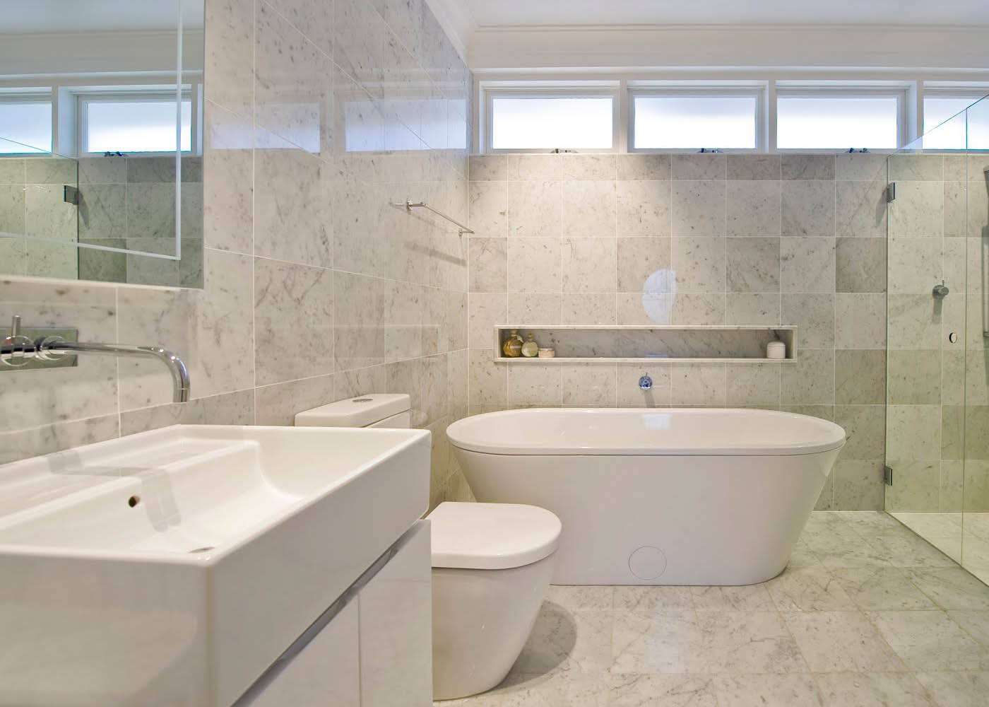 Carrara White marble Bathroom bench top