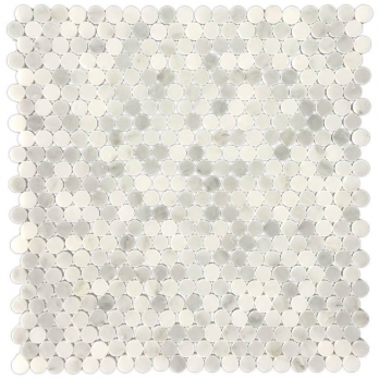 little round white marble mosaic for paving