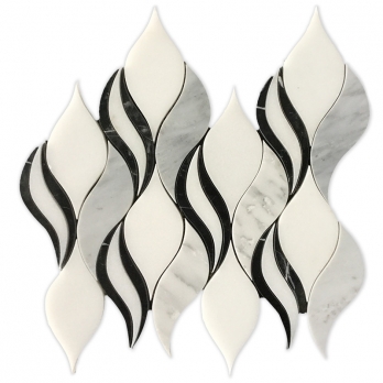 Marble Mosaic Waterjet Tile Leaf Patterns